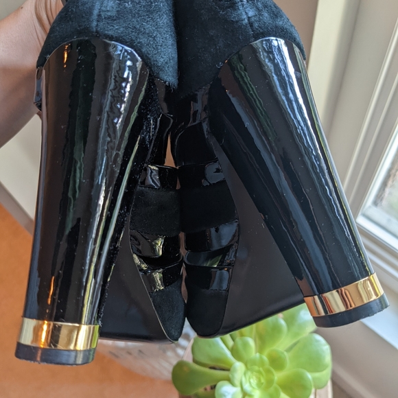 SOLD Tory Burch Lucille Black Suede Platform Ankle Boots 37 7 - Picture 12 of 12